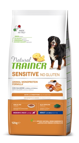 NATURAL TRAINER DOG ADULT MEDIUM / MAXI SENSITIVE SALMON GLUTENVRIJ 12 KG