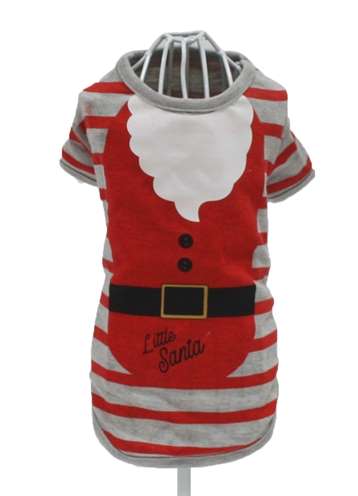 CROCI T-SHIRT HOND LITTLE SANTA GESTREEPT GRIJS / ROOD 25 CM