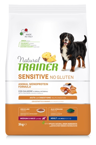 NATURAL TRAINER DOG ADULT MEDIUM / MAXI SENSITIVE SALMON GLUTENVRIJ 3 KG