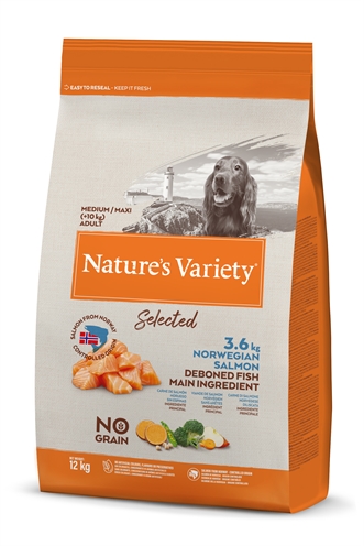 NATURES VARIETY SELECTED ADULT MEDIUM NORWEGIAN SALMON 12 KG