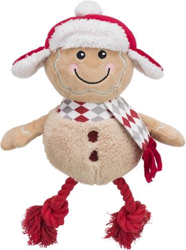 TRIXIE XMAS PEPERKOEKMAN MET FLOSTOUW BENEN PLUCHE / KATOEN 34 CM