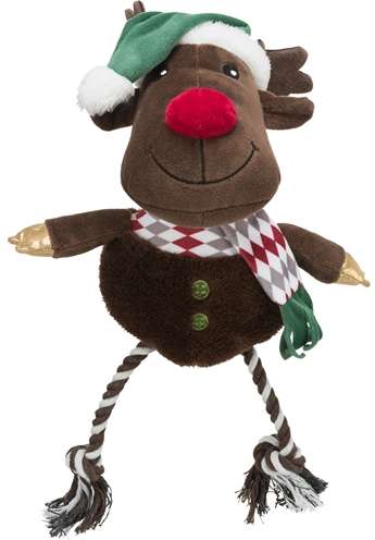 TRIXIE XMAS RENDIER MET FLOSTOUW BENEN PLUCHE / KATOEN 49 CM