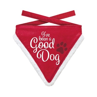 PLENTY GIFTS KERST BANDANA GOOD DOG ROOD 12-16 CM 14X18 CM