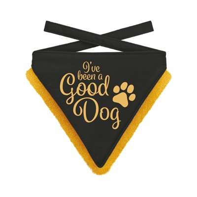 PLENTY GIFTS KERST BANDANA GOOD DOG ZWART 12-16 CM 10X13 CM