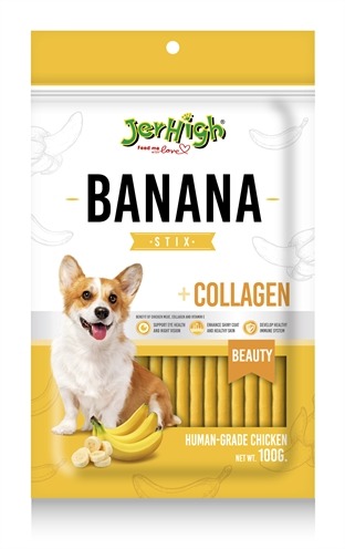 JERHIGH BANANA STIX MET KIP EN COLLAGEEN 100 GR