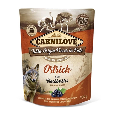 CARNILOVE DOG POUCH STRUISVOGEL / BRAMEN 12X300 GR