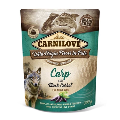 CARNILOVE DOG POUCH KARPER / ZWARTE WORTEL 12X300 GR