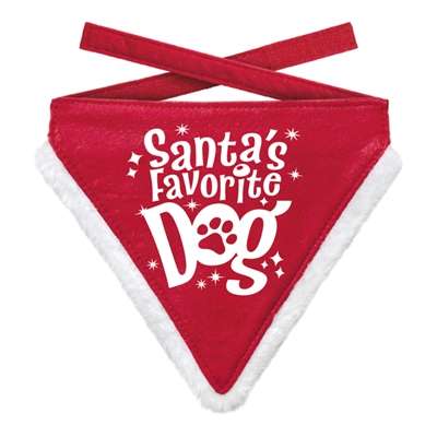 PLENTY GIFTS KERST BANDANA SANTA'S FAVOURITE DOG ROOD 16-20 CM 18