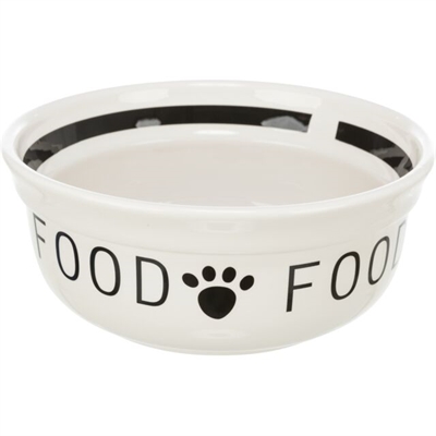 TRIXIE VOERBAK HOND FOOD KERAMIEK WIT / ZWART 600 ML 15 CM