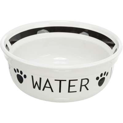 TRIXIE DRINKBAK HOND WATER KERAMIEK WIT / ZWART 250 ML 13 CM