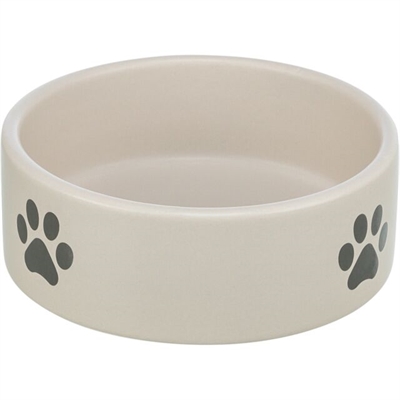 TRIXIE VOERBAK / DRINKBAK HOND POOTMOTIEF KERAMIEK LICHTGRIJS / GRIJS 300 ML 12 CM