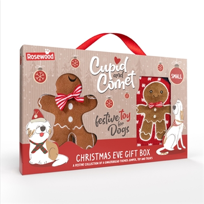 CUPID & COMET CHRISTMAS EVE GIFT PACK MET TRUI / SPEELTJE / SNACKS 43 CM