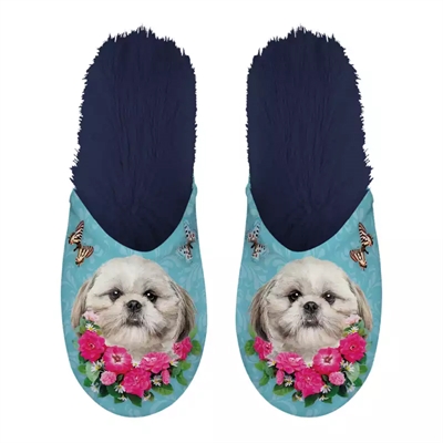 PANTOFFEL SHIH TZU LICHTBLAUW / DONKERBLAUW MAAT 39-42