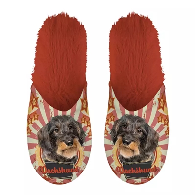 PANTOFFEL DACHSHUND TECKEL ORANJE MAAT 39-42