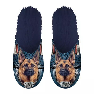 PANTOFFEL GERMAN SHEPHERD DONKERBLAUW MAAT 39-42