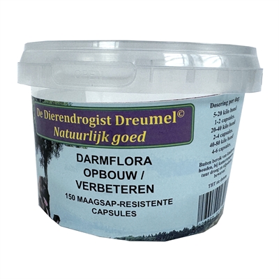 DIERENDROGIST DARMFLORA OPBOUW / VERBETEREND CAPSULES 150 ST