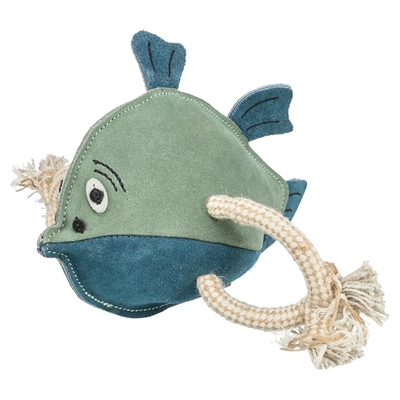 TRIXIE VIS LEER MET TOUW 28 CM