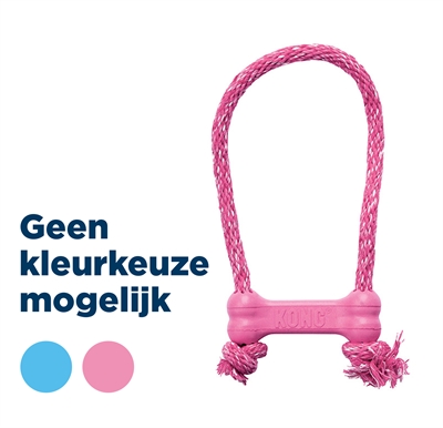KONG PUPPY GOODIE BONE RUBBER MET TOUW ROZE OF LICHTBLAUW ASSORTI 8