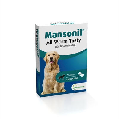 MANSONIL HOND ALL WORM TASTY TABLETTEN 2 ST