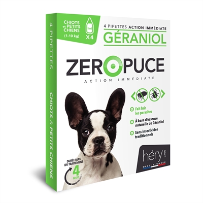 HERY ZEROPUCE VLOOIENDRUPPELS HOND GERANIOL ZONDER CHEMICALIEN S 1-10 KG 4 PIP