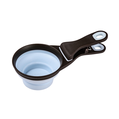 ZOLUX VOERSCHEP 2 IN 1 SCHEP / AFSLUITKLEM SILICONE BLAUW 22X12X4 CM