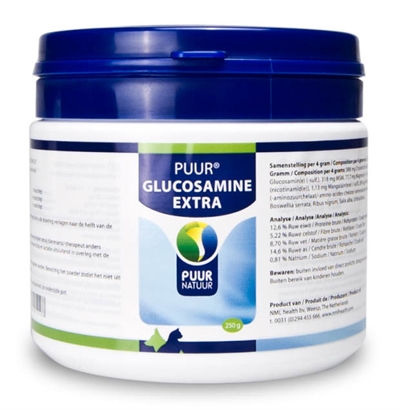 PUUR NATUUR GLUCOSAMINE EXTRA (COMPLEET) VOOR HOND EN KAT 250 GR